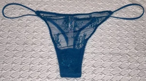 OUT FROM UNDER Sheer Floral Lace Teal Blue String Thong Panty Womens XL 8 - Picture 1 of 7