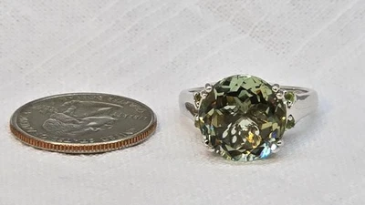 Solitario PRASIOLITE ~~ Galería de filigranas ~~ Plata 925 ~~ Talla 10 Foto 1 de 4