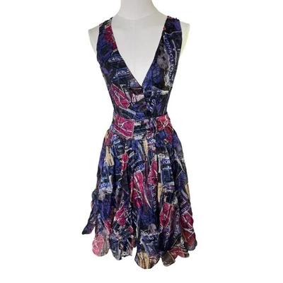 Vestido envolvente de seda Diane von Furstenberg DVF talla 6 multicolor abstracto capricho Foto 1 de 4