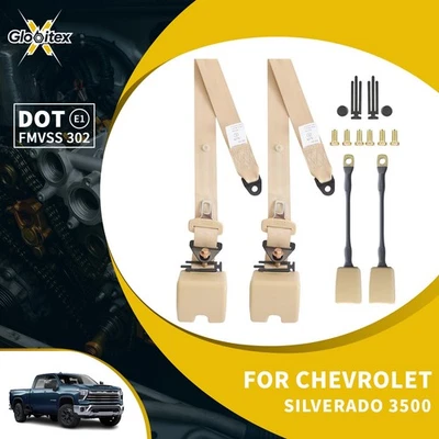 2X 适用于雪佛兰索罗德 3500 Standard Cab 3 Point 可调式安全带 米色 — 第 1/4 张图片