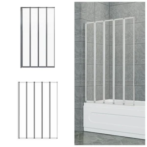 4/5 Panels Glass Bath Shower Screen Foldable Over Bath Tub Door Aluminium Frame - Picture 1 of 13