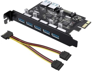Tiergrade Superspeed 7 Ports PCI-E to USB 3.0 Expansion Card & SATA Power Cable - Picture 1 of 2