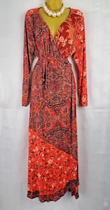 Joe Browns Red Floral Boho Faux Wrap Maxi Dress, Stretchy, Long UK18 - Picture 1 of 11
