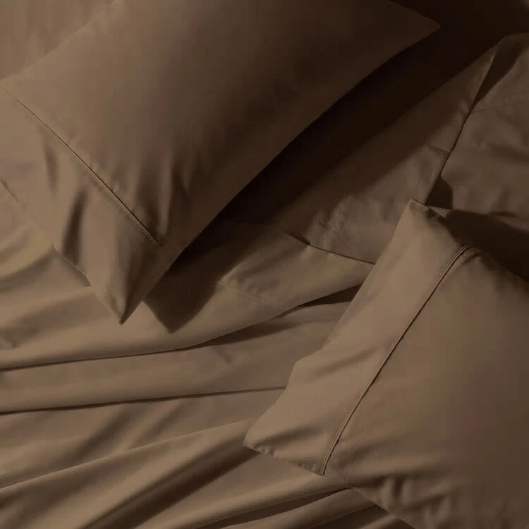 Wrinkle Free 650 TC Solid Cotton Blend Luxury Silky Soft Sateen Bed Sheets Set - Image 1 of 1