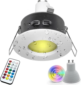 Faretto Led Luce Colorata Doccia 10W Bagno Turco Cromoterapia IP65 GU10 RGB 230V - Foto 1 di 12