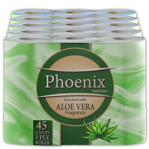 Phoenix weiche Aloe Vera duftend Luxus Toilettenrollen gesteppt weiß 3-lagig - Bild 1 von 49