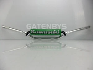Motocross Aluminium SILVER Handlebar + KAWASAKI Bar Pad Enduro KX KMX KDX KL - Picture 1 of 5