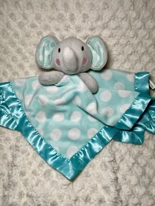 Circo Baby Security Blanket Lovey Blue Satin Polka Dot Plush Gray Elephant 13X14 - Picture 1 of 6