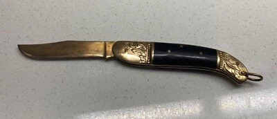 NAVAJA DE BOLSILLO PLEGABLE VINTAGE TIALAND CERIMONIAL EN RELIEVE FRUTA Foto 1 de 4