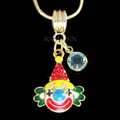 Lustig Zirkus Clown Strass Armband Anhänger ~ Happy Joker Narr Nerd Halskette - Bild 1 von 4