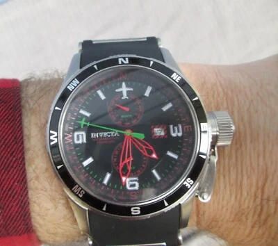 Reloj Pulsera Invicta 1750 Aviator Cuarzo 48 mm - GMT y 2 Zonas Horarias - Necesita Trabajo Foto 1 de 4