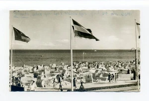 Ostseeheilbad Grömitz, Alemania años 60 RPPC foto postal, personas, mini tiendas de campaña - Imagen 1 de 3
