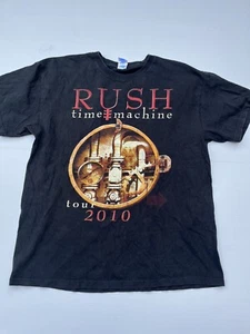 Vintage M&O KNITS Rush Time Machine tour 2010 black tshirt band music rock Large - Picture 1 of 5