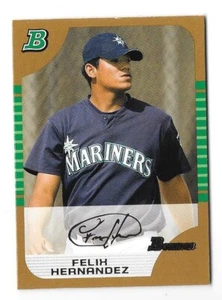 2005 BOWMAN MLB BASEBALL #150 FELIX HERNANDEZ GOLD PARALLEL ROOKIE CARD,MARINERS - Picture 1 of 1
