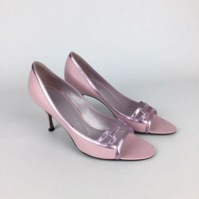 Женские розовые кожаные туфли-лодочки с открытым носком Jean Michel Cazabat итальянские 35,5 размер США 5,5 - Изображение 1 из 4