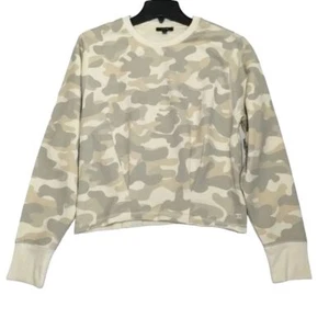 Joes Jeans Gadered Cream Camo Lola Soft Pullover Fleece Lined Sweatshirt - Picture 1 of 6