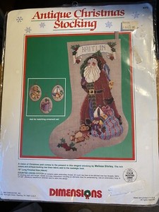 Vintage 1989 Abmessungen ANTIK WEIHNACHTSSTRUMPF Kit 8375 rohes Leinen 25 Stück NEU