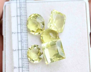 Natural Lemon Quartz Mix Size Cut Gemstone 5 Pcs 11 MM 28.30 CT - Picture 1 of 3