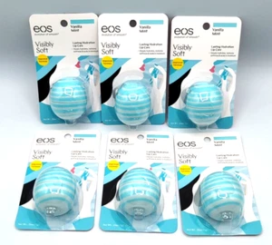 6 Pack eos Visibly Soft Lip Balm Sphere Vanilla Mint 0.25 oz each Discontinued - Picture 1 of 4