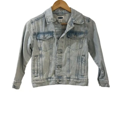 Old Navy Jean Jacket Girls Size M Age 8 Denim Light Wash Long Sleeve Button Up - Image 1 of 4