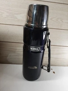 Thermos Brand Stainless Steel King 40 Ounce Beverage Bottle w/cup Midnight Blue - Picture 1 of 5