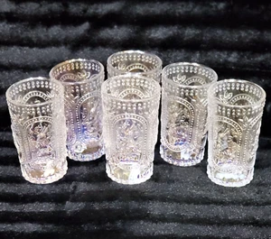 6 vasos victorianos Hobnail iridiscentes transparentes de conejo de Pascua prisma arco iris - Imagen 1 de 14