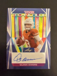 2023 Leaf Vivid Technicolor QUINN EWERS Texas BLUE PRIZM SSP Auto #’d 2/7