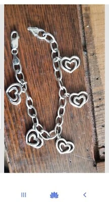 Kay Jewelers sterling silver Love diamond Heart Charm Bracelet zales embrace  - Image 1 of 4