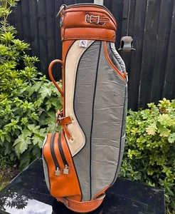 Ron Miller Golf Bag 6 Way Vintage Black Tan / Brown Sports - Picture 1 of 9