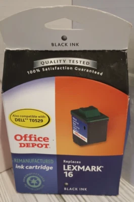 Cartucho de tinta negra remanufacturado Office Depot L16 (Lexmark 16), ODL16 Foto 1 de 4