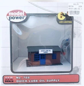 Model Power 788 HO Scale Quick Lube Oil Supply Built Up Building w/LED Lighting - Picture 1 of 6