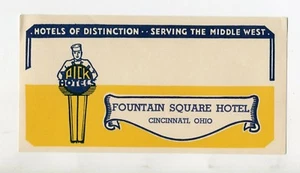Vintage Hotel Mailing Label FOUNTAIN SQUARE HOTEL Cincinnati OH Pick Hotel - Picture 1 of 2