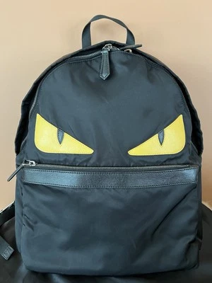 Fendi Black Yellow Eyes Monster Nylon Backpack Preloved - Image 1 of 4