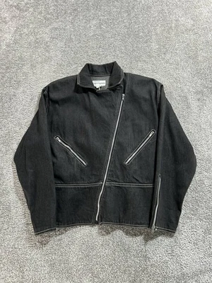 Chaqueta De Colección Bloomingdale's Para Mujer Mediana Negra Algodón Denim Cremallera Completa * Foto 1 de 4