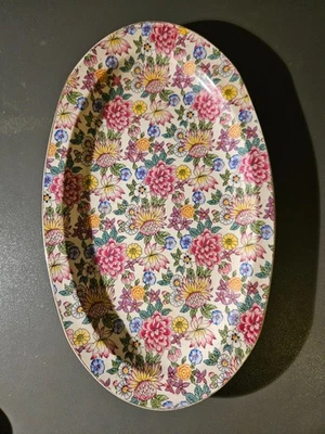 Vintage Royal Tudor Ware Barker Bros. Ltd oval chintz floral serving plate - Image 1 of 4