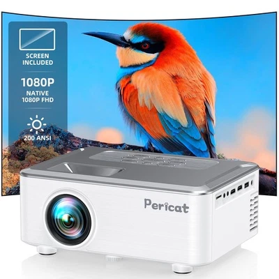 Projector with WIFI and Bluetooth, 1080P HD Built-in 15W Speaker w/ 100” Screen - Image 1 of 4
