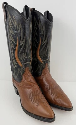 Dan Post Western Two Tone Boots Women's Size 8.5M Brown Black Leather USA - Image 1 of 4