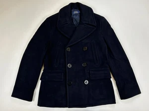 *MINOR DEFECT* Polo Ralph Lauren Men's Wool Naval Pea Coat Overcoat - Size: Med - Picture 1 of 4