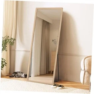 65"×22" Wooden Full Length Mirror, Floor Mirror with Standing Holder - Picture 1 of 7