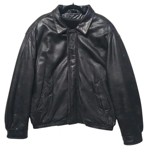 Kenneth Cole Black Leather Reaction Jacket Bomber Full Zip Insulated Mens  XL - Picture 1 of 14