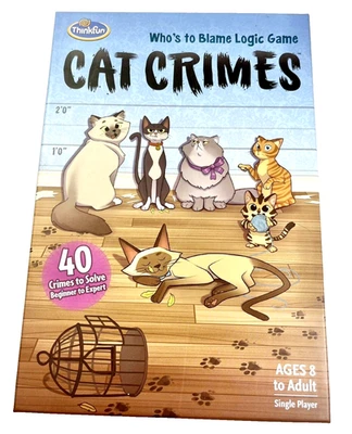 Cat Crimes "Who's to Blame Logic Game" de Think Fun Juego de Mesa Completo Foto 1 de 4