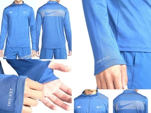 NIKE PERFORMANCE Men's $85 Flash Dri-FIT 1/4 Zip LS Running Top Blue size L - Picture 1 of 7
