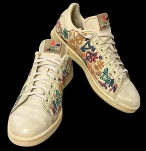 Adidas Stan Smith Pride Shoes Men Sz 7 Embroidered Lace Up Tennis GX6394 Cream - Picture 1 of 14
