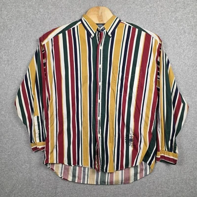 Vintage Structure Shirt Mens XL Multicolor Vertical Stripe Button Down 90s - Image 1 of 4