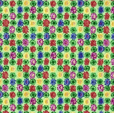 Flower of the Month July MINI WATER LILIES MULTI Northcott Fabric By FQ 1/4 YD - Image 1 of 4
