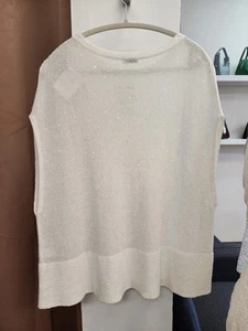 NWT Brunello Cucinelli Women's Top With Sequin,linen& Silk Orig $2450 - Picture 1 of 13