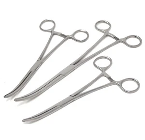 3 Pean Rochester Hemostat Locking Forceps 5.5" + 6.25" + 8" Curved Serrated Tip - Picture 1 of 7