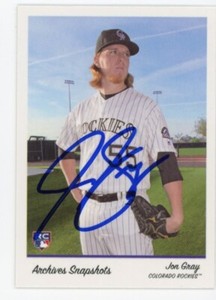SIGNED BASEBALL CARD AUTO 2016 TOPPS ARCHIVES SNAPSHOTS JON GRAY ROCKIES #AS-JG