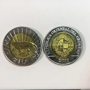 Uruguay ~ 10 Pesos 2011 ~ Gatto di Cougar (Puma) UNC - Foto 1 di 1