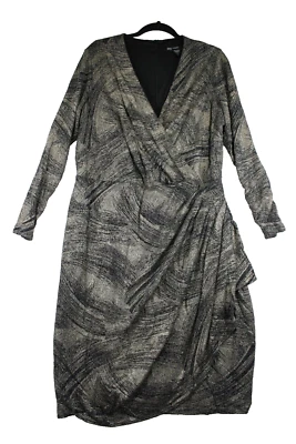 Vestido para mujer Maggy London negro con acanalado dorado fiesta cóctel cuello en V talla 18W Foto 1 de 4